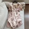 Qing 2026 Estilo Nacional Bordado Estilo Casual Vestido Midi de Organza Vestido de Manga Curta Feminino Atacado H04GQ88630