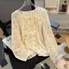 Camisa Floral Estilo Francês para Mulheres, Manga Longa, Novo Estilo Primavera/Verão 2026, Caimento Solto, Emagrecedor, Esconde a Barriga, Top Versátil, Blusa, Camisa