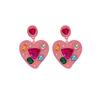 Pendientes de Corazón de Diamante de Color Rosa Rojo Moda Dopamina Únicos Elegantes Dulces Exagerados Sexy