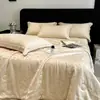 Colcha de Verano Fresca Lyocell Tencel de Gama Alta Lavable a Máquina Colcha de Aire Acondicionado Seda de Hielo Colcha de Verano Juego de Cuatro Piezas Sensación Fresca de Verano Colcha Delgada