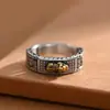 Anel Pixiu de Prata Tailandesa Niu Zhenqian para Homens e Mulheres, Traz Boa Sorte e Riqueza, Anel Ousado para Dedo Indicador e Médio, Estilo Moderno