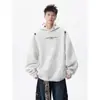 Sudadera con Capucha Bordada Estilo Étnico para Hombre en Primavera y Otoño Pesada High Street Silueta Americana Retro Deportiva Sudadera con Capucha Chaqueta Moderna