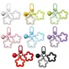 Chaveiro Sino Estrela de Cinco Pontas Vazado de Liga Colorida Pingente Porta-Cartão DIY Artesanal Acessórios de Contas