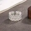 Nuevo Anillo de Encaje con Forma de Hoja de Monstera en Forma de Corazón de Estilo Nacional Chino para Mujer, Lujo Ligero, Diseño de Nicho de Gama Alta, Anillo para el Dedo Índice