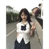 Dulce Uniforme jk Estudiante Puro Quiere Cintura Ajustada Estilo Universitario Ajustado Adelgazante Hermana Mayor Camisa Blanca de Manga Corta Chica Picante Caliente