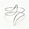 Pulsera de Brazo Metálica Brillante Transfronteriza Europea y Americana, Brazalete de Brazo Abierto de Ola de Moda de Nicho, Popular en Europa y América, Decoración de Brazo