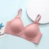 Suporte Suave Não Marcação Tira de Gel Manutenção Roupa Íntima Peito Pequeno Feminino Push-Up Confortável Respirável Sem Argolas de Aço Sutiã Esportivo