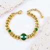 Pulsera de diamantes cuadrados estilo europeo y americano sala de azúcar diamante verde pulsera cuadrilátera turquesa azul personalidad accesorios de perlas nuevo por mayor