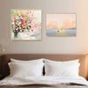 Pintura Decorativa de Cabeceira para Quarto Estilo Creme Francês 2025 Nova Pintura de Parede para Quarto de Menina Flor Combinação de Duas Partes Murais