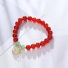 Pulseira de Cristal Ágata Vermelha Estilo Coreano Ins Círculo Único Mulheres Contas Barril Jade Dongling Pedra Olho de Gato Branco Pulseira Gatinho