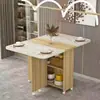Mesa de jantar dobrável para uso doméstico em apartamentos pequenos, simples, multifuncional, móvel com rodas, adequada para imóveis de aluguel, pequena mesa de jantar retangular