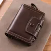 Billetera para Hombre Corta 2025 Nuevo Estilo Piel Genuina Portatarjeta de Licencia de Conducir Integrado Vertical Billetera Multifuncional para Hombre