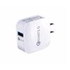 Cargador USB de un solo puerto Qualcomm QC3.0 con enchufe estadounidense de calibre 9 V para teléfonos móviles Huawei y Xiaomi.