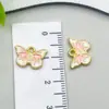 Acessórios de Joias de Liga de Metal Dourada Tradicional Tridimensional, Contas Espaçadoras de Borboleta Esmaltadas Azuis com Furo Reto, Fio para Montagem de Penteados com Contas Feito à Mão