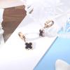 Pendientes de Trébol de Cuatro Hojas Yunyao, Pendientes de Acero de Titanio que No se Desvanecen, Pendientes para Mujer, Superficie Acrílica, Versátil, Fresco Oro Rosa