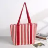 Bolso de Hombro de Lona con Rayas Verticales Artísticas, Simple para Estudiantes, Gran Capacidad, Estilo Perezoso, Bolso Tote, Personalizable
