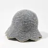 Novo chapéu de pescador de tricô com renda vazada em mistura de lã, estilo coreano, moderno e versátil, faz o rosto parecer menor, chapéu bucket estilo fada
