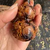 Colgante de calabaza pequeña Madera de Trueno madera de azufaifo Doble Dragón Colgante para coche tallado Calabaza de Doble Dragón