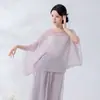 Pantalones de pierna ancha de gasa de doble capa, pantalones de práctica de danza clásica, etéreos, dinámicos, ligeros, vaporosos, transpirables, conjunto de pantalones largos para actuación
