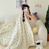 Manta de Terciopelo de Cordero de Leche Lunares Retro Engrosada Cálida Manta Pequeña para Siesta en la Oficina Aire Acondicionado 1.5
