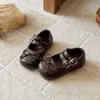 Princesa Menina 2026 Primavera/Verão Novo Laço Infantil Fivela Dupla Tira Menina Pequena Sola Macia Antiderrapante Sapatos de Uma Sola Sapatos Pequenos de Couro