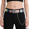 Cinturón Transparente Holográfico Láser de Doble Ojillo Estilo Ins de Moda Cinturón de PVC para Mujer Cinturón de Estilo Punk de Moda