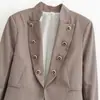 Novedades Verano 2026 Moda Callejera Femenina Europea y Americana Chaqueta de Traje Ajustada con Decoración de Botones W09 70071