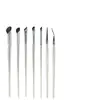 Nuevo Set de 7 Brochas Anguladas para Delineador, Brocha Fina de Detalle para Ojos, Brocha Precisa para Corrector, Brocha para Contorno de Nariz con Borde Dorado, Brocha de Crin de Caballo