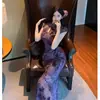 Novo vestido cheongsam modificado estilo retro nacional chinês, justo ao corpo, elegante e estiloso, com mangas curtas, bodycon e saia longa cauda de peixe