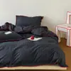 Juego de ropa de cama de algodón 100% teñido en hilo de algodón lavado estilo INS coreano, funda de edredón a rayas simples de algodón puro, ropa de cama serie primavera temprana