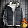 Jaqueta Masculina Acolchoada de Algodão com Capuz Espessa para Outono e Inverno Cor Sólida Novo Casaco de Algodão Quente Solto Masculino Roupas Masculinas