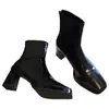 Botas de tornozelo francesas de outono finas novo bico quadrado fashion 2026 salto alto botas de tornozelo femininas salto grosso petite