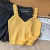Verão 2023 Nova Camisola de Tricô Para Usar por Dentro e por Fora Versátil Fofa Botão de Coração Celebridade da Internet ins Moda