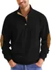Prenda de punto de cuello alto para otoño e invierno transfronteriza, pana con detalles de cuero, sudadera de color liso, top casual a rayas para hombre estilo europeo y americano