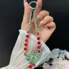 Cadena para Teléfono Móvil de Lazo de Cristal Colgante de Cereza Fresa Tulipán Hecho a Mano con Cuentas Pulsera Cadena Corta para Llaves Colgante para Bolso