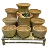 Estante de Bambú para Carnes Curadas Colgantes Estante de Exhibición de Productos de Granja de Ocio con Techo Estante Retro Exhibición Abierta de Restaurante Metabo