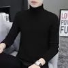 Suéter de cuello alto para hombre, jersey de punto, top de cuello ajustado, color liso, engrosado para invierno