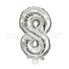 Globo digital de 16 pulgadas versión americana cuerpo delgado decoración diseño de fiesta de cumpleaños Globo digital de aluminio dorado plateado