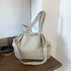 Bolsa de Lona Transfronteiriça para Mulheres, Grande Capacidade, Novo Modelo 2026, Bolsa Transversal Simples Versátil de Verão, Bolsa de Mão Casual para Estudantes Universitários