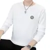 Camiseta de Manga Larga para Hombre Otoño Capa Base Estilo Casual Otoño Holgada Cuello Redondo Superior