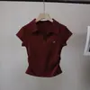 [Bizheng] Nova Camiseta Casual Versátil de Manga Curta Estilo Coreano Elegante com Cintura Franzida Emagrecedora para Mulheres 5769 Primavera/Verão 2026