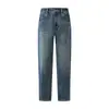 Muqiu Moda Masculina Jeans Lavado Desgastado de Alta Qualidade com Stretch em Quatro Direções para Homens, Calça Longa Casual Estilo Vintage Old Money