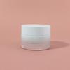 Subenvase de botella de crema de vidrio rosa de alta calidad de 50 g con revestimiento sellado, botella de crema de 30 g con doble esmerilado azul transparente de 30 g