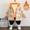 Roupas de Inverno para Meninos Clássico Ultraman Falso Duas Peças Jaqueta de Algodão Estilo Coreano Roupas Espessas Quentes de Algodão para Crianças Pequenas e Crianças