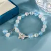 Pulsera Ojo de Gato Mariposa para Mujer Diseño Nicho Ins Sentido Avanzado Pulsera de Cristal Aguamarina Regalo para Novia
