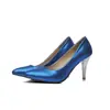 Novos sapatos femininos europeus e americanos bico fino simples boca rasa sapatos de camada única salto banhado a ouro saltos altos tamanho 31-47 sapatos de comércio exterior