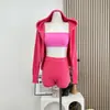 Cárdigan de punto rosa baya tono baya, top de tubo, shorts, conjunto de moda, talla única, mezcla de algodón, otras mezclas de algodón