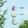 Pingente de cristal rosa ametista natural, pedra de cristal, pingente de carro, pingente de estrela, cor artesanal, tecido, atacado