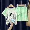 Pijama de Verano Niños Nuevo Infantil Manga Corta Lindo Estampado de Dibujos Animados Niños Medianos y Grandes Niñas Pequeñas Ropa de Casa conjunto