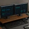Suporte de monitor, organizador de mesa na cor nogueira, prateleira de armazenamento em níveis, suporte para computador, organizador e prateleira de armazenamento de mesa